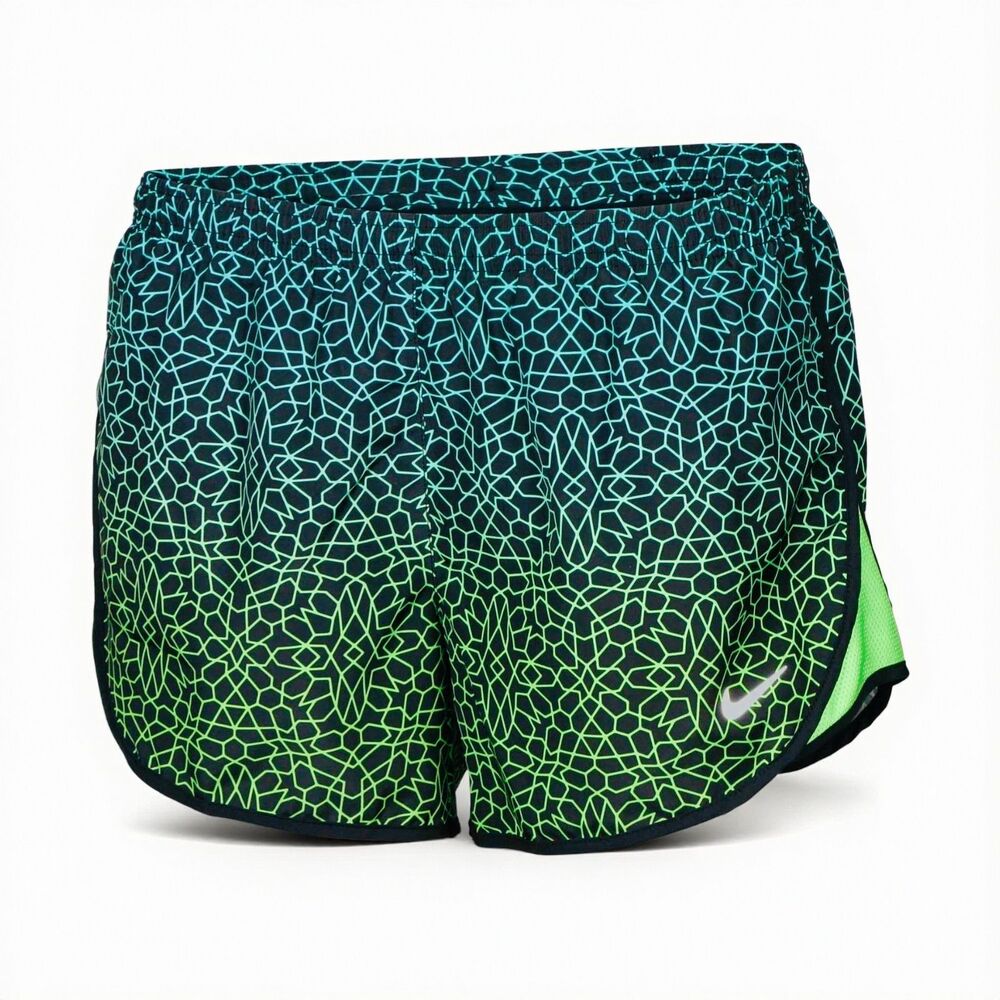 Nike Women's Black/Neon Mod Starglass Printed Tempo Shorts M Medium 822483 418